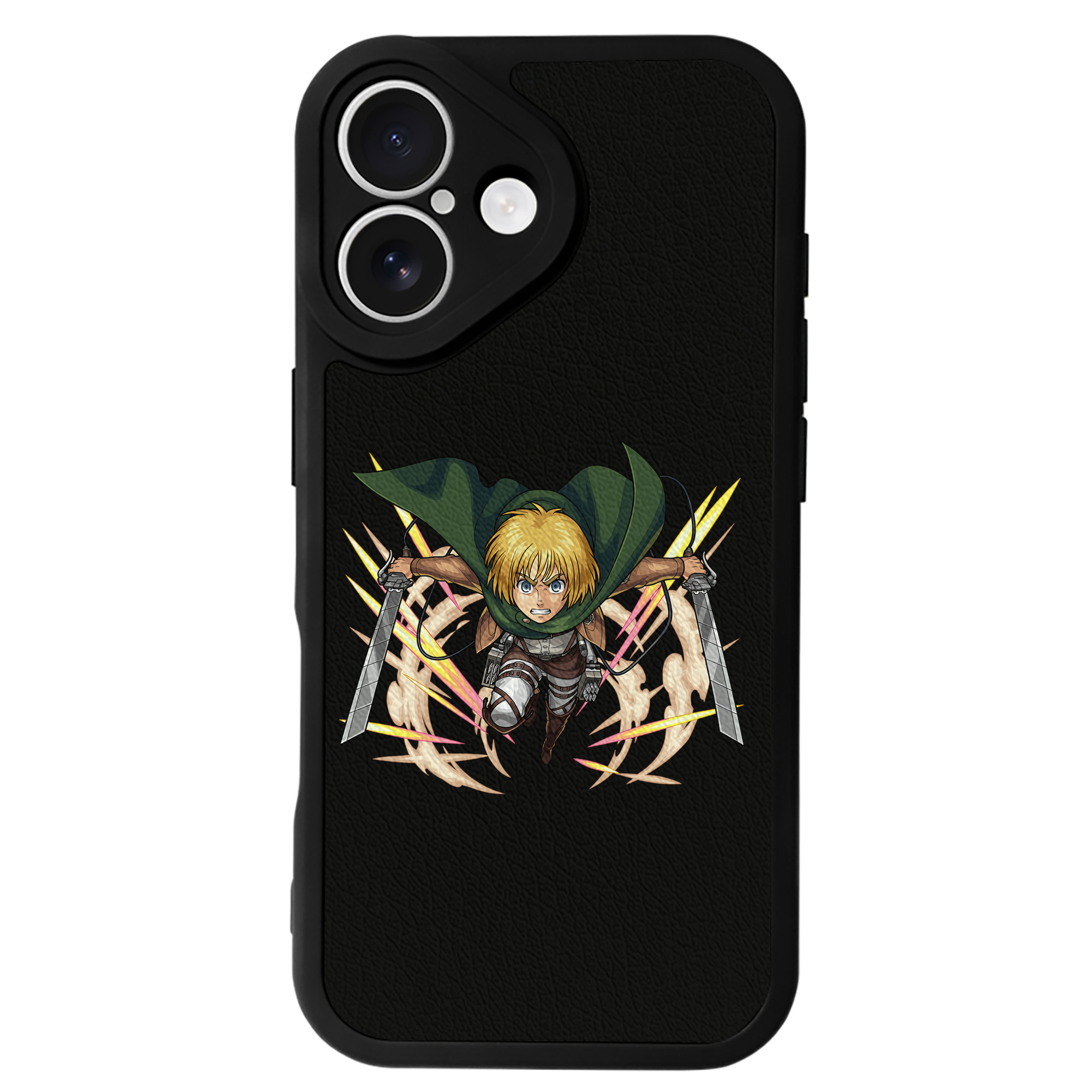 （画像用） 進撃の巨人 アルミン·アルレルト Attack on Titan Armin Arlert 【iPhone 16シリーズ対応】シリコンスマホケース（レザー調） 材質：シリコン